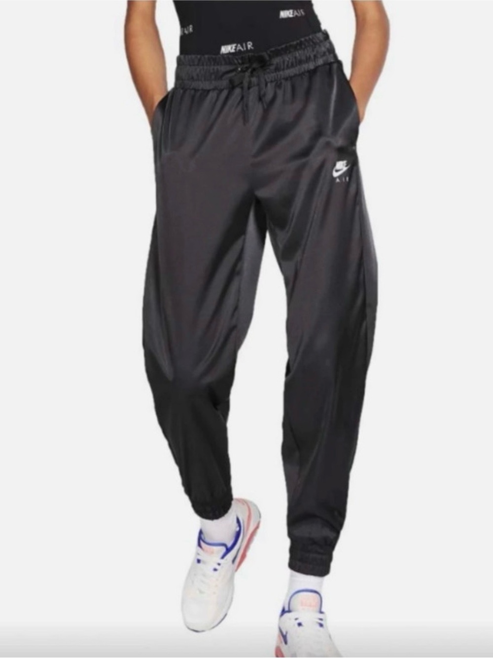Nike satin black joggers size small